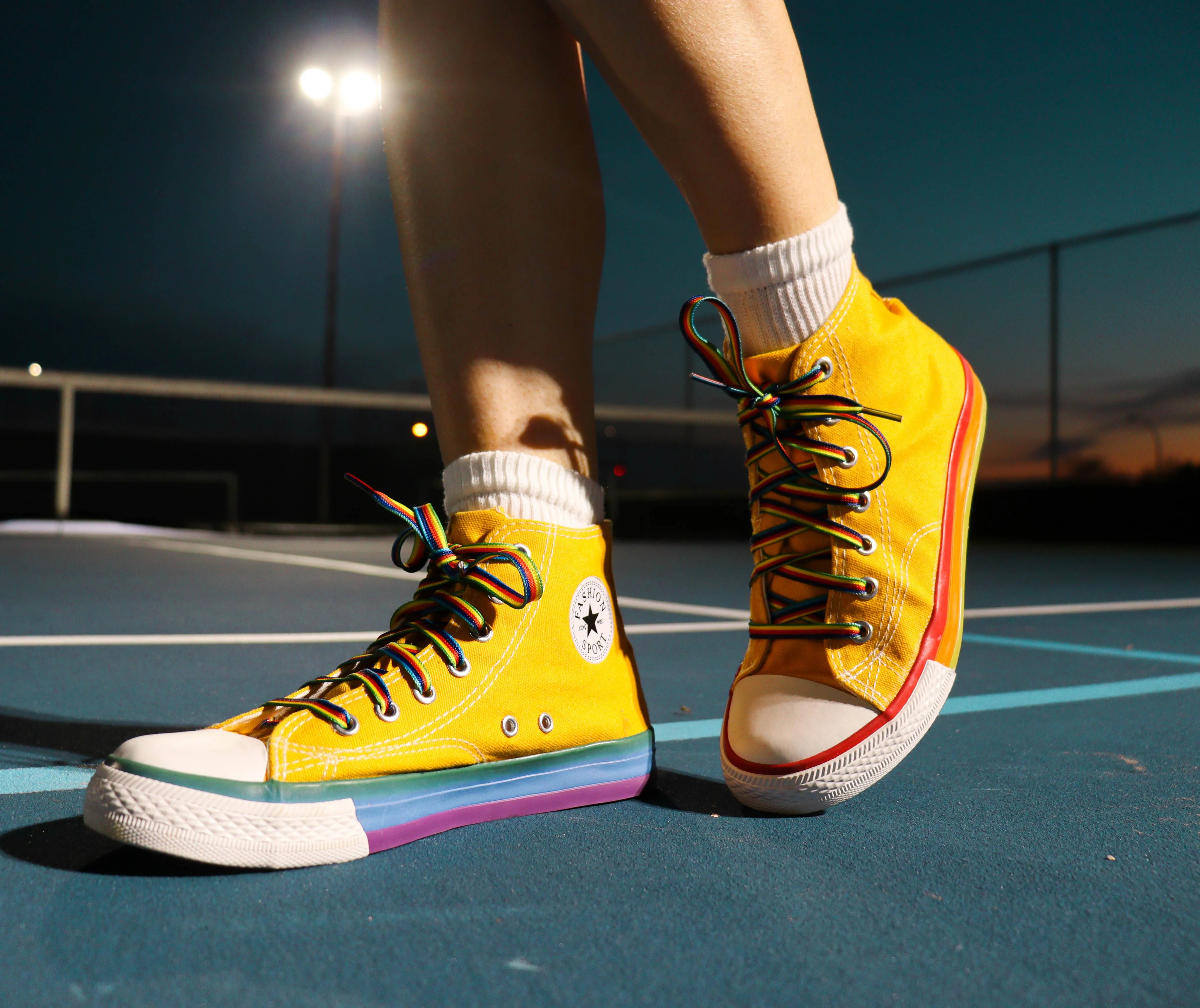 Alternate Rainbow Bottom High-Top Sneakers