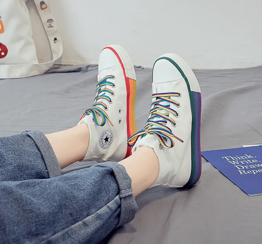 Alternate Rainbow Bottom High-Top Sneakers