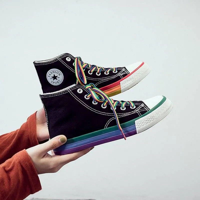 Alternate Rainbow Bottom High-Top Sneakers