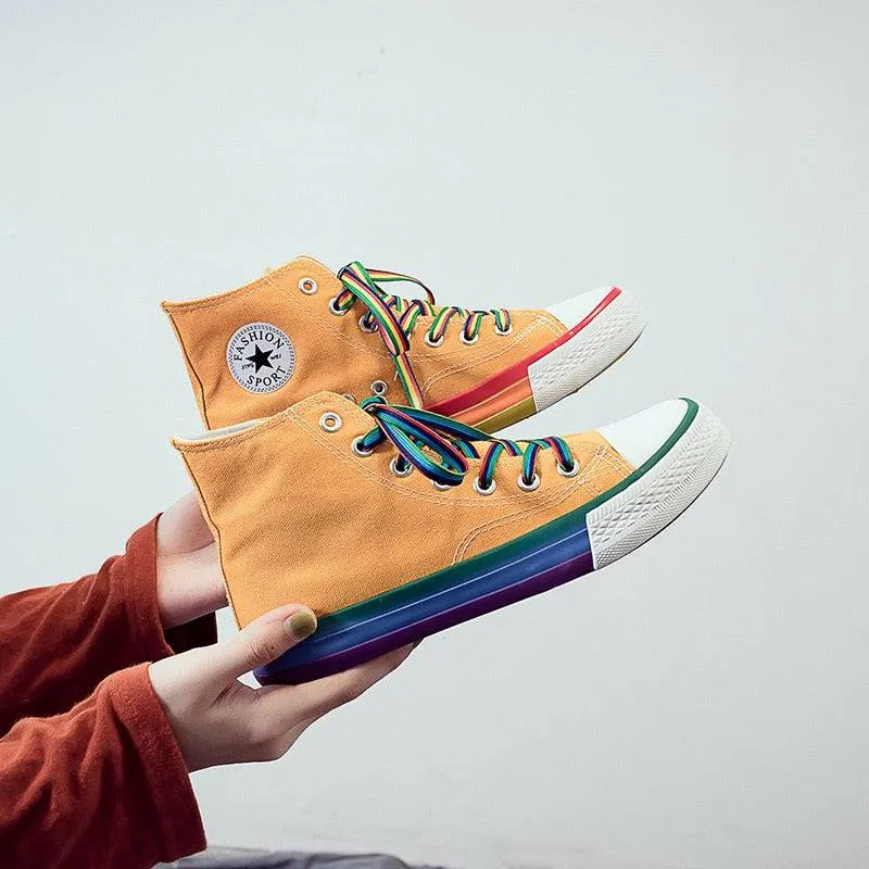 Alternate Rainbow Bottom High-Top Sneakers