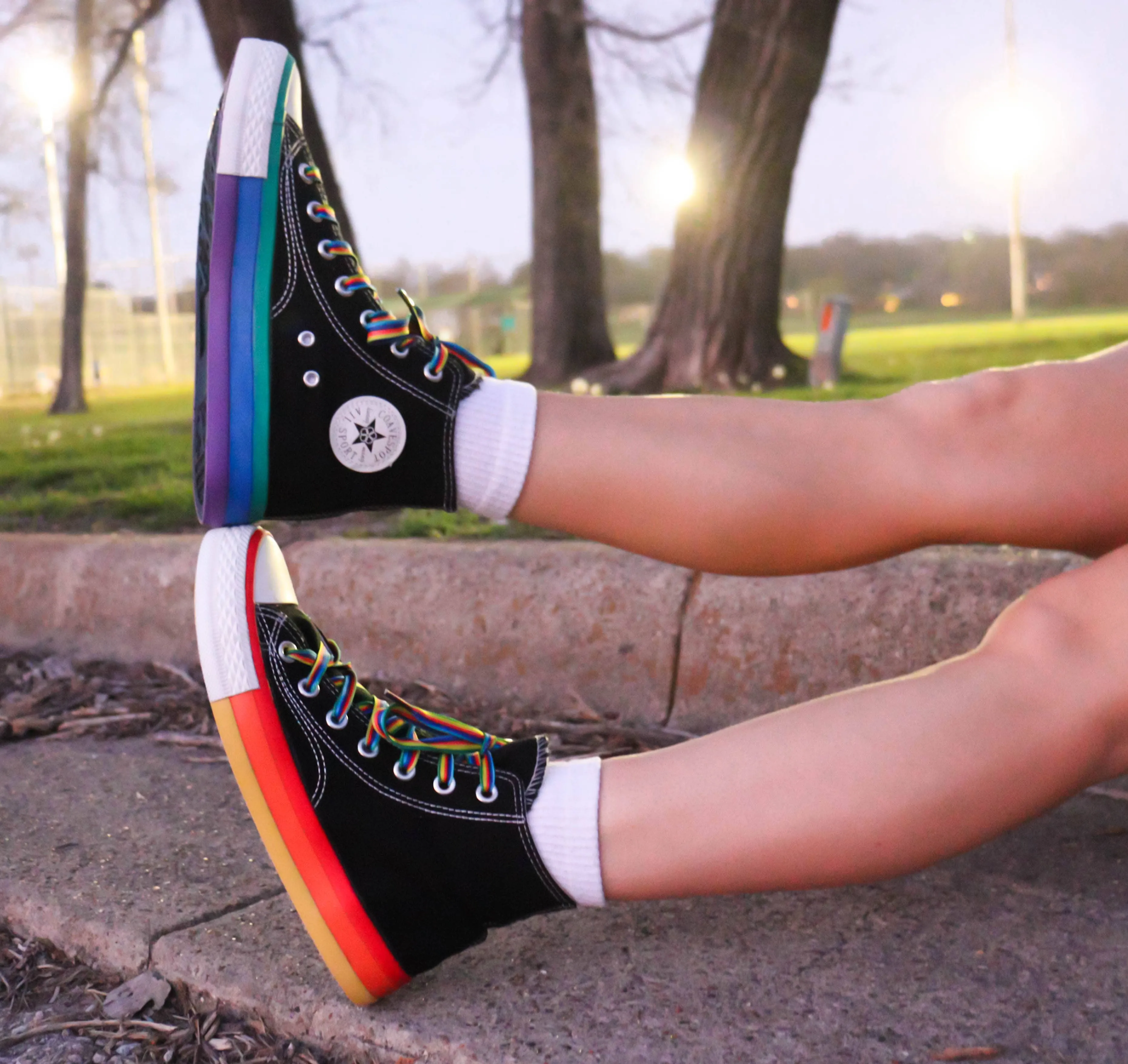 Alternate Rainbow Bottom High-Top Sneakers