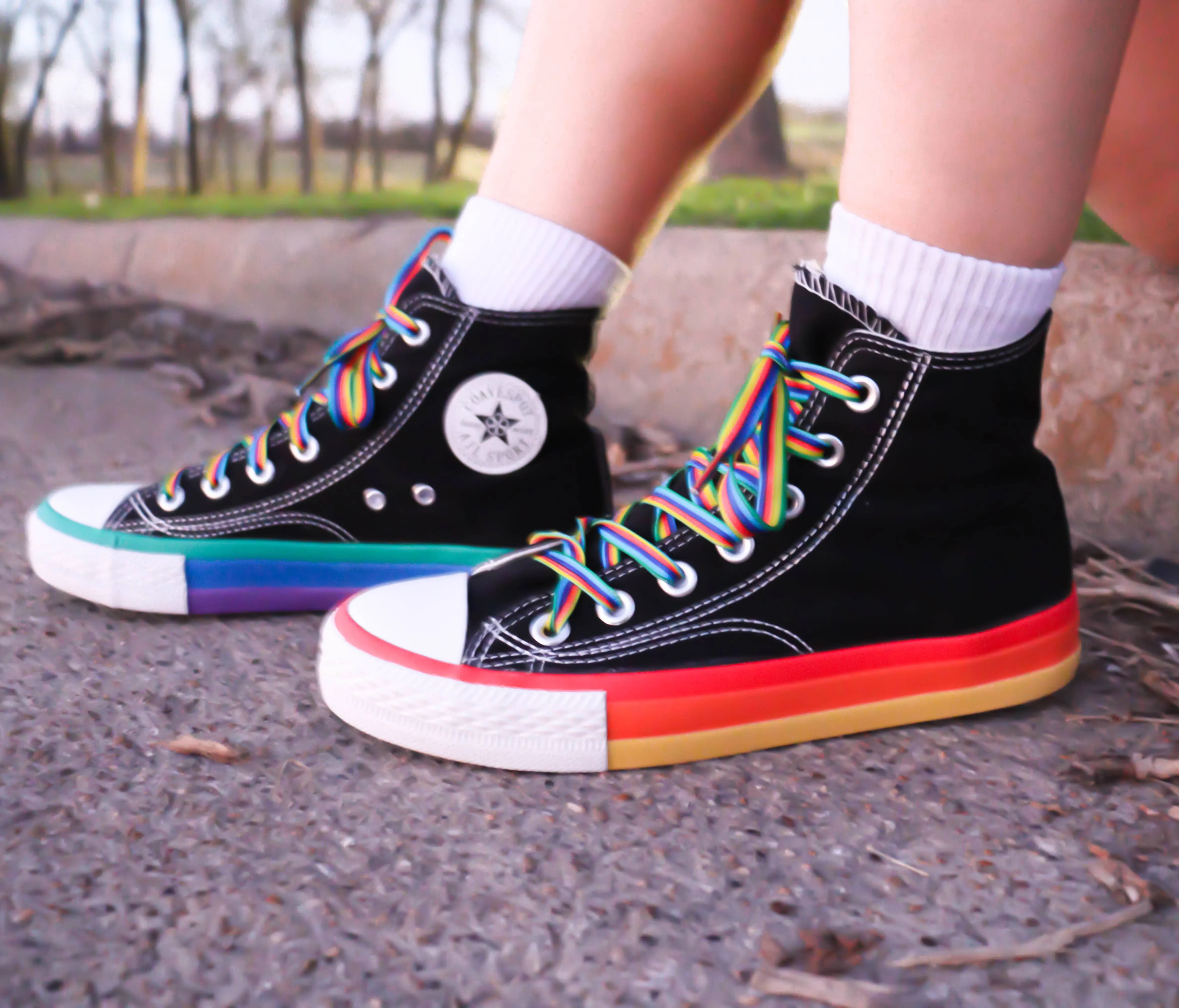 Alternate Rainbow Bottom High-Top Sneakers