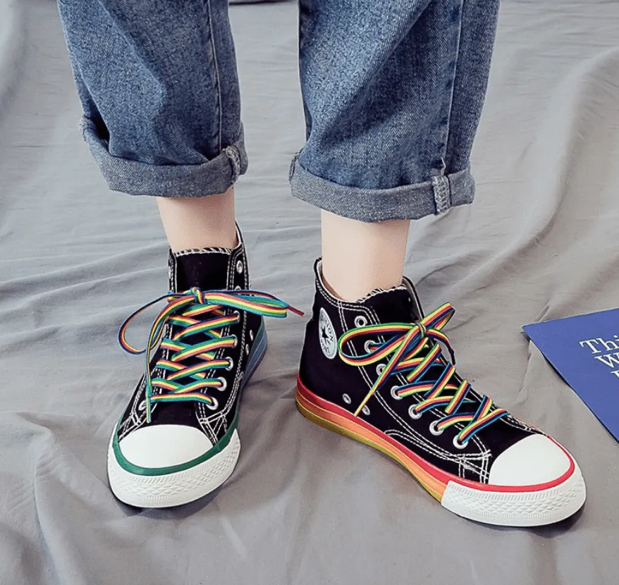 Alternate Rainbow Bottom High-Top Sneakers