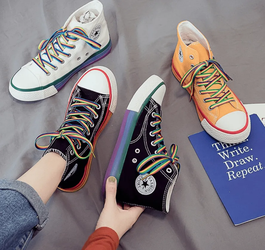 Alternate Rainbow Bottom High-Top Sneakers