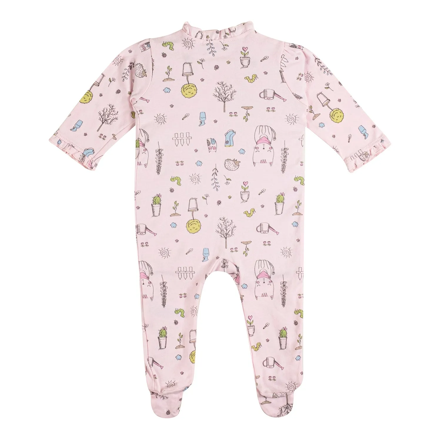 Baby Moo Floral Kitty Gift Set 6 Piece With Bodysuits, Pyjama, Cap, Bib And Socks - Pink