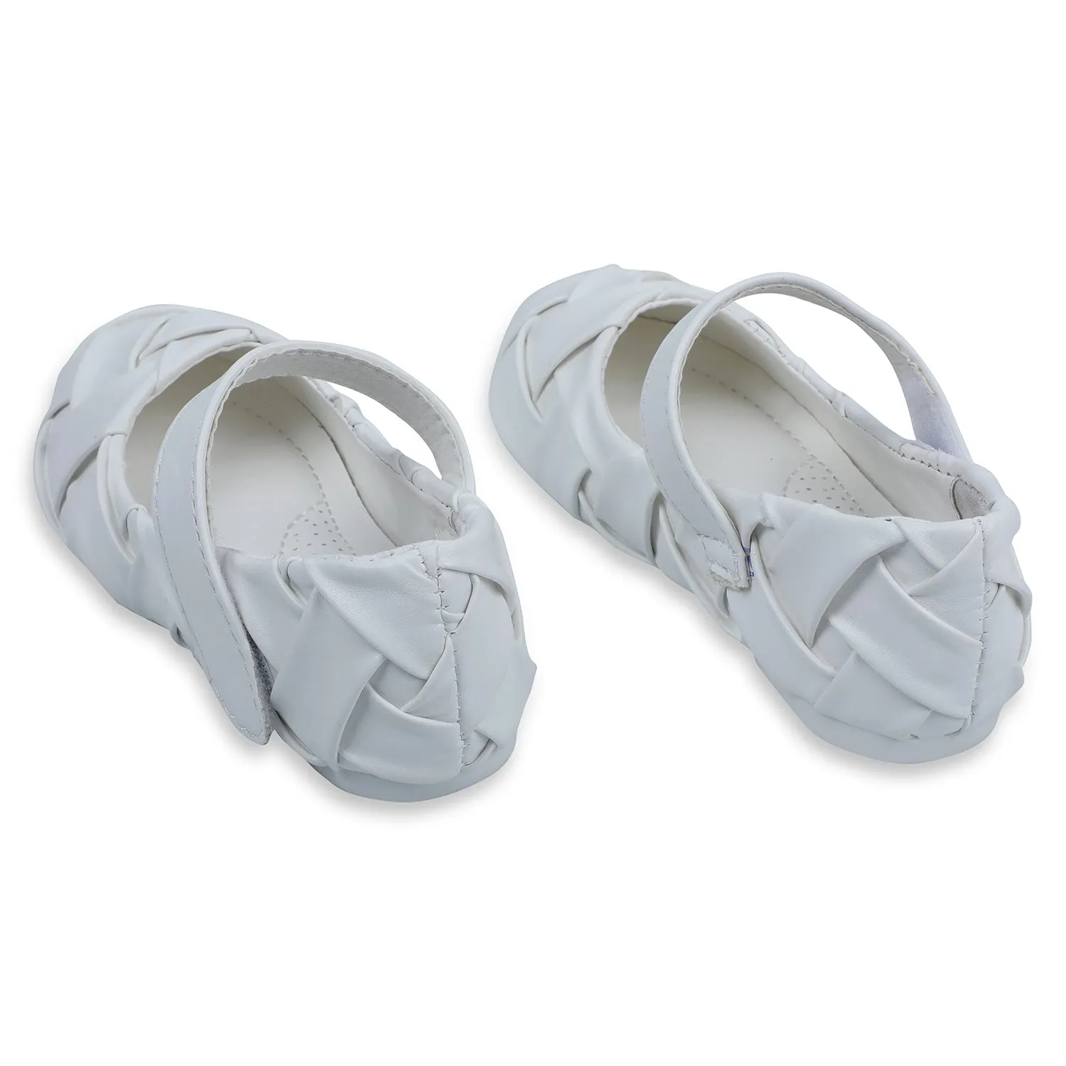 Baby Moo x Bash Kids Braided Mary Jane Elegant Ballerinas - White