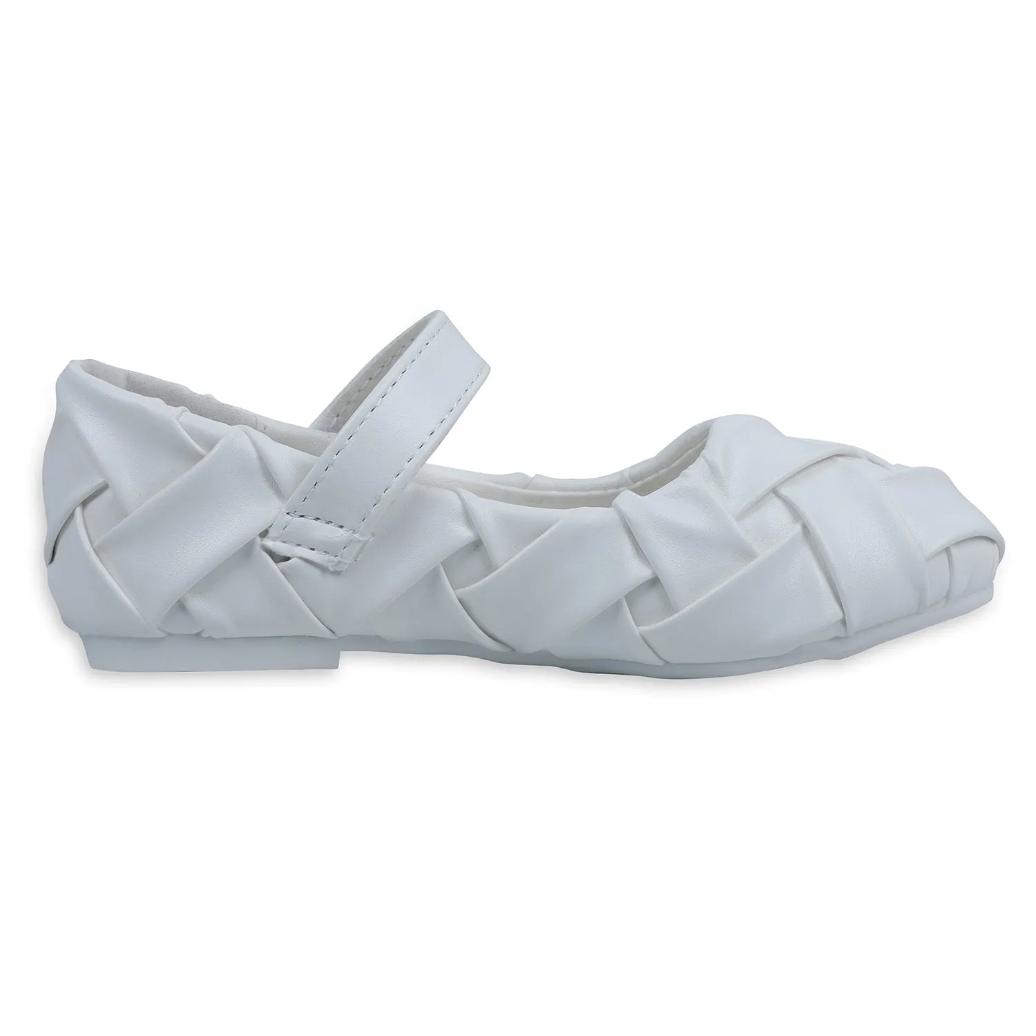 Baby Moo x Bash Kids Braided Mary Jane Elegant Ballerinas - White