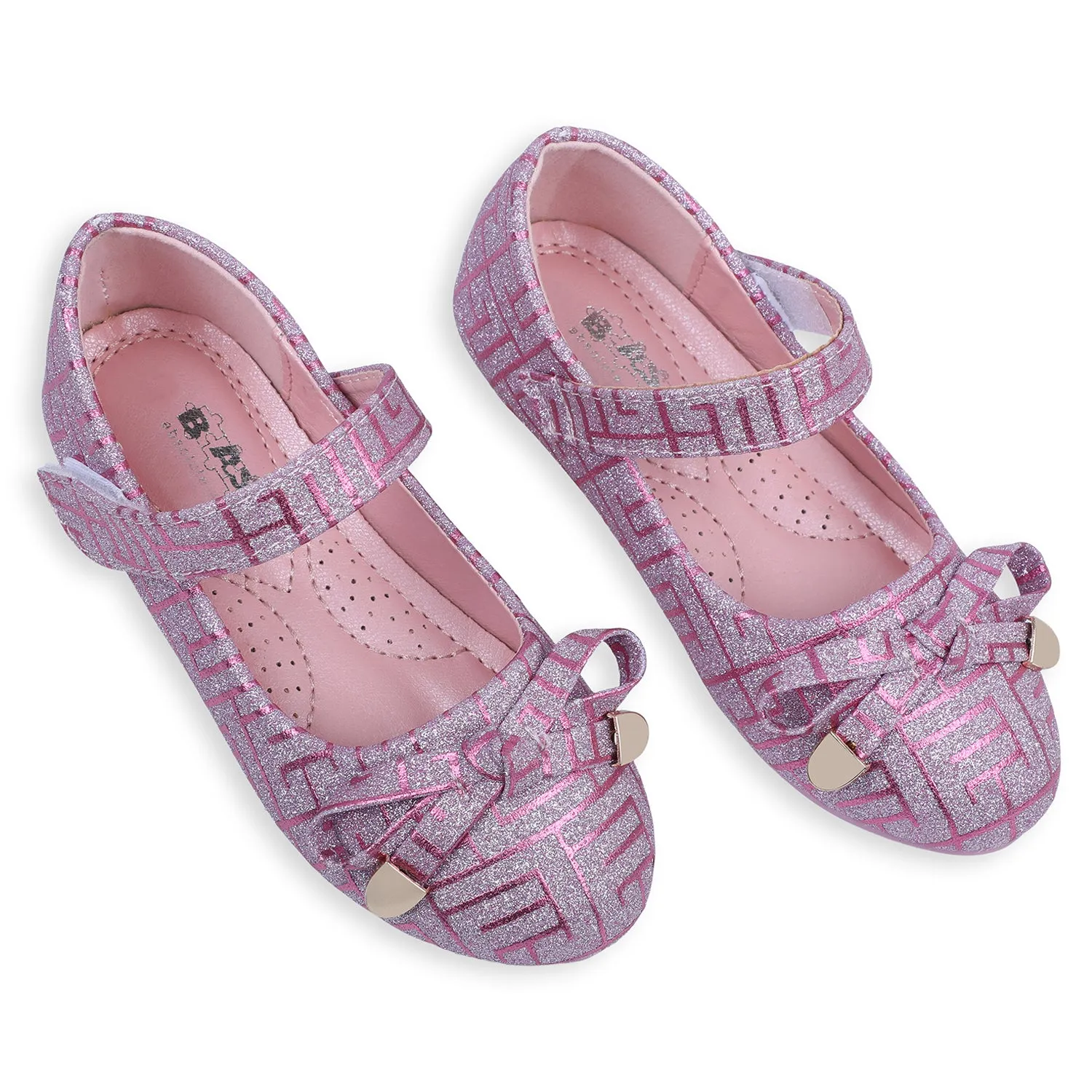 Baby Moo x Bash Kids Embellished Shimmer With Bow Mary Jane Ballerinas - Pink