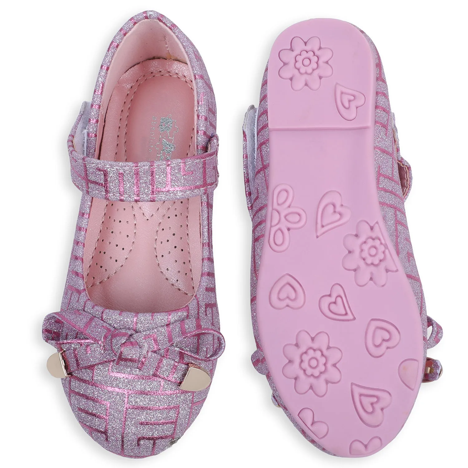 Baby Moo x Bash Kids Embellished Shimmer With Bow Mary Jane Ballerinas - Pink