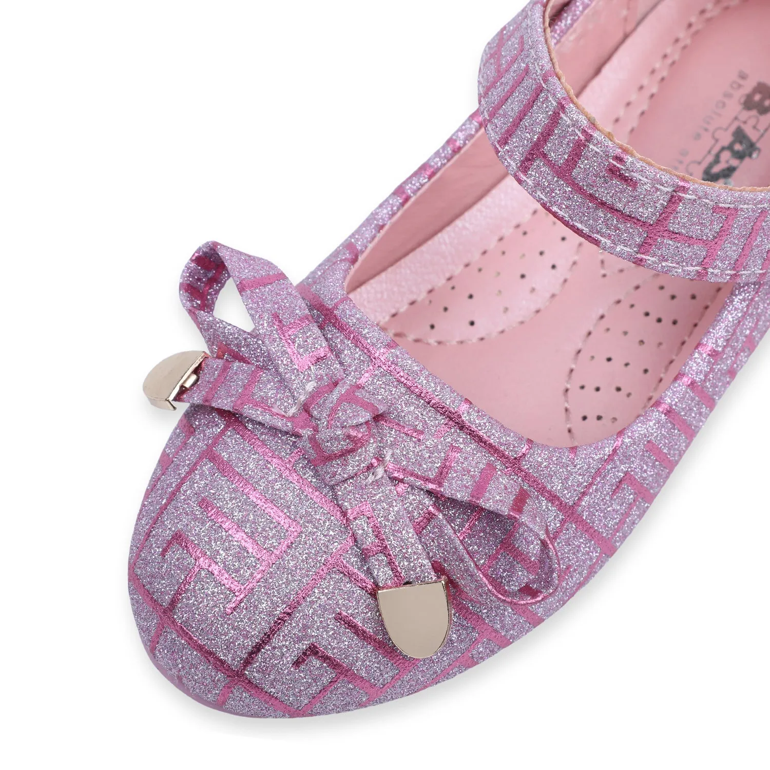 Baby Moo x Bash Kids Embellished Shimmer With Bow Mary Jane Ballerinas - Pink