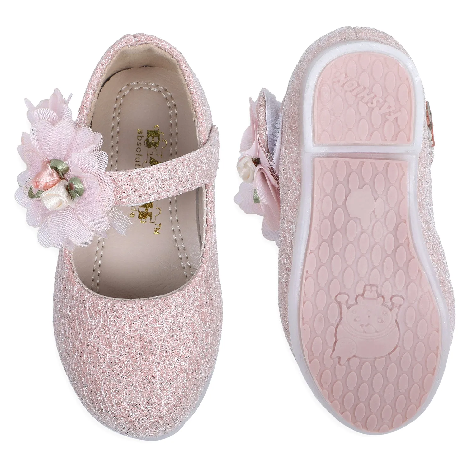 Baby Moo x Bash Kids Floral Shimmer Mary Jane Ballerinas - Pink