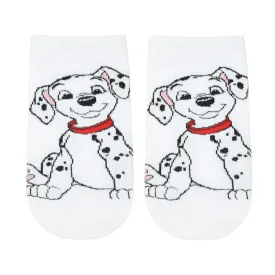 Balenzia x Disney Character Cushioned Ankle socks for women-101 Dalmations (Pack of 1 Pair/1U)-White