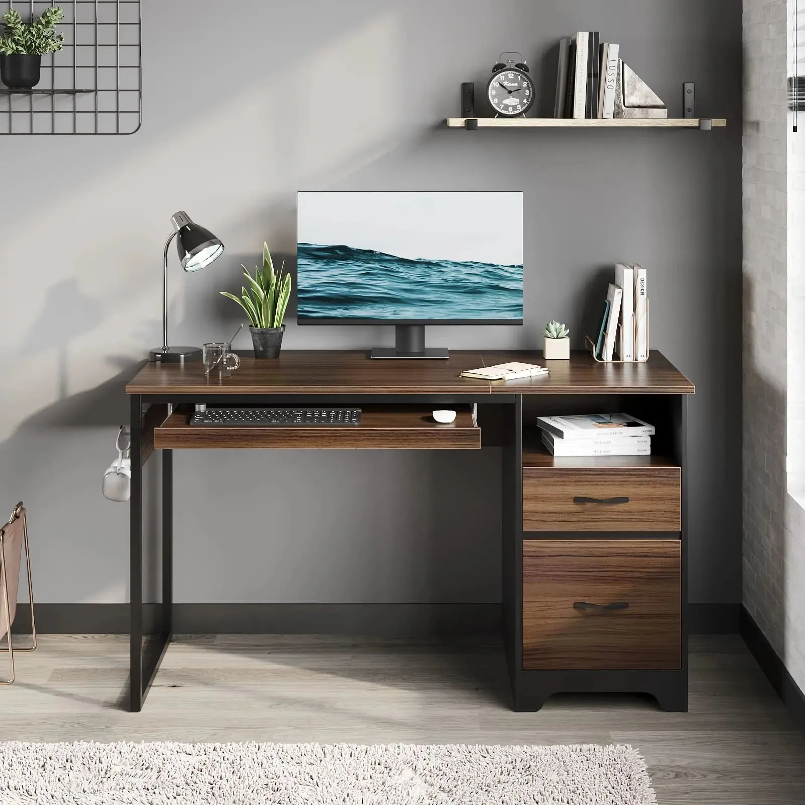 Bestier 48 Inch Office Computer Desk with Drawers