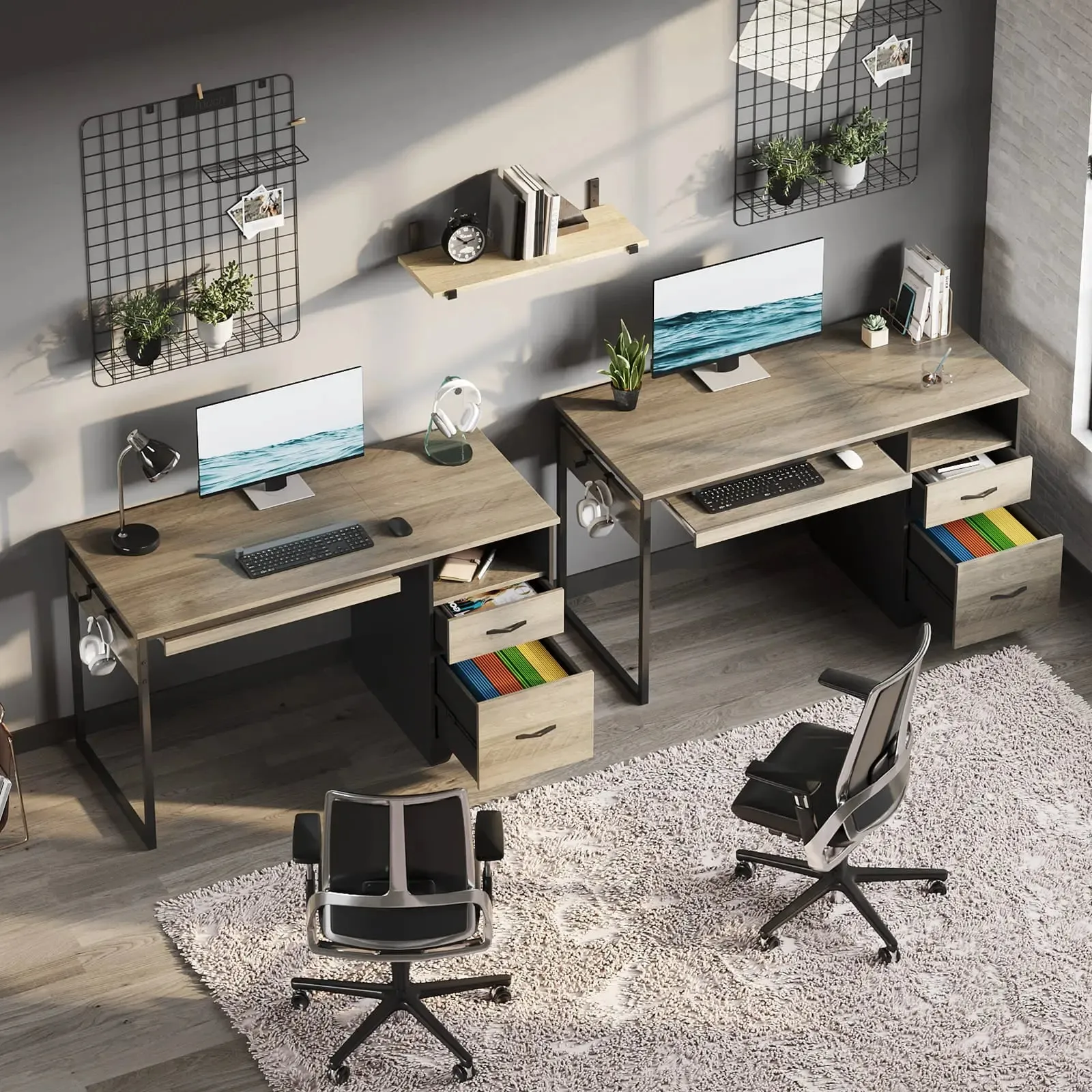 Bestier 48 Inch Office Computer Desk with Drawers