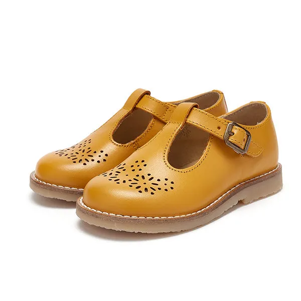 Blossom T-Bar Kids Shoe Mustard Leather