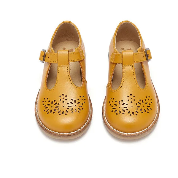 Blossom T-Bar Kids Shoe Mustard Leather