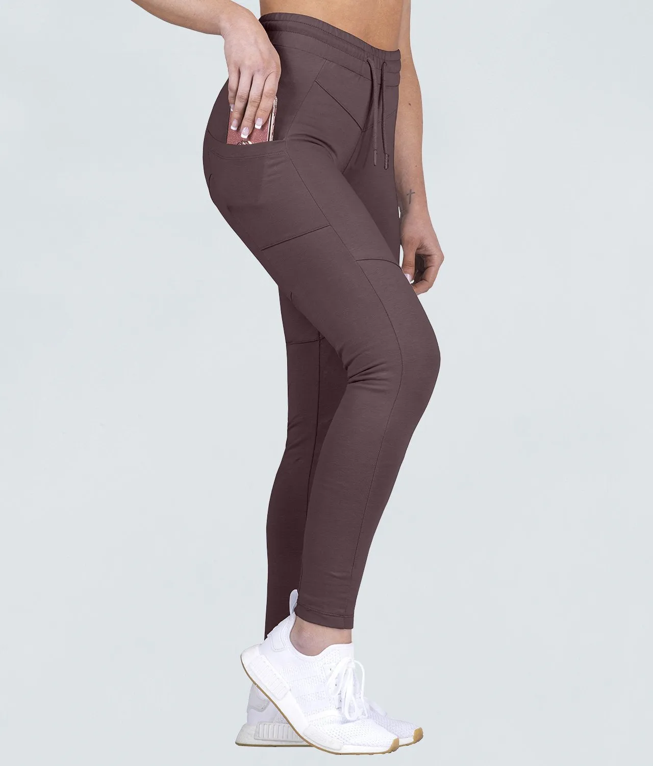 Born Tough Contoured Ash Brown Running Tracksuit Jogger Leggings for Women