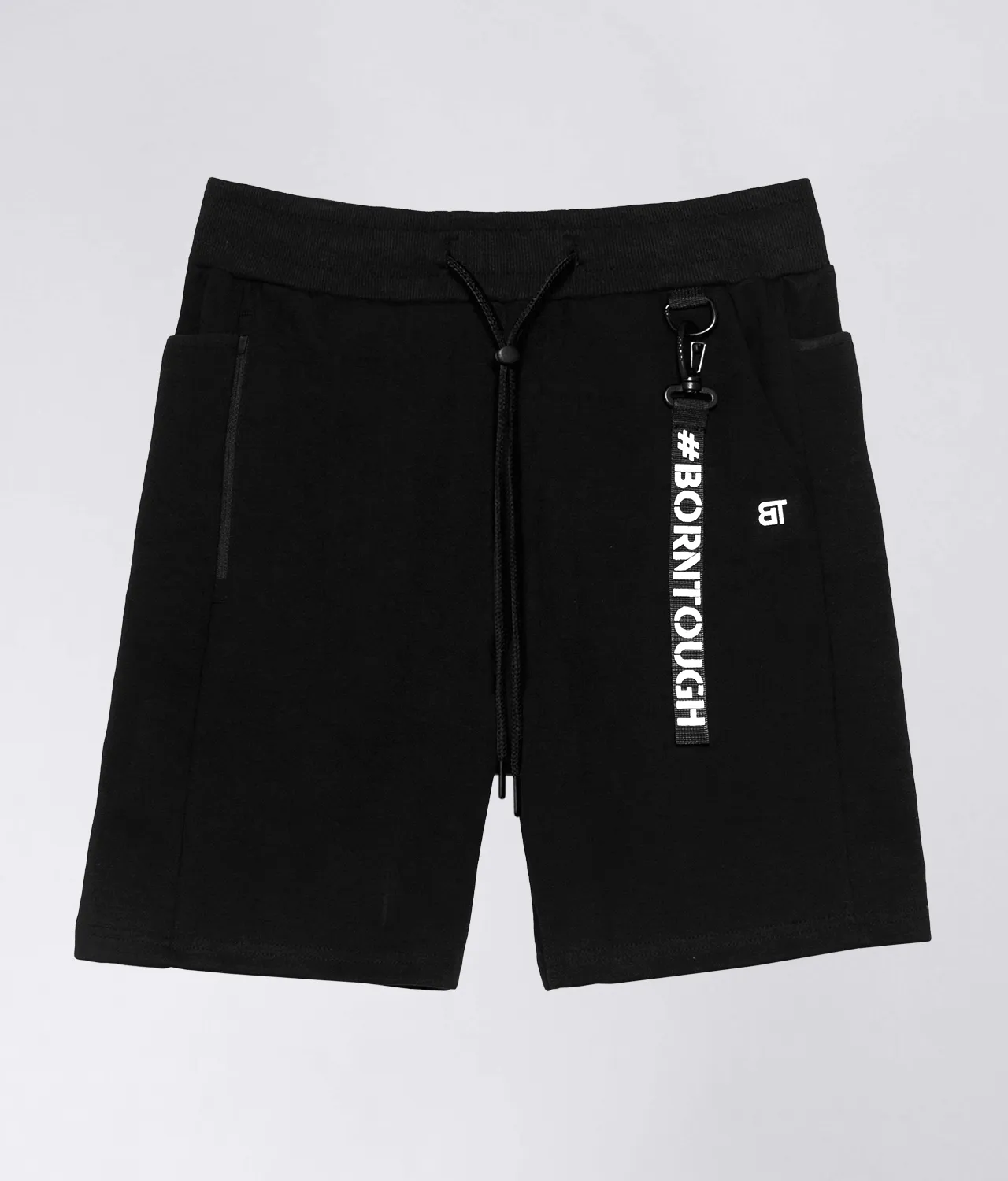 Born Tough Core Fit Zippered Black Running Shorts for Men