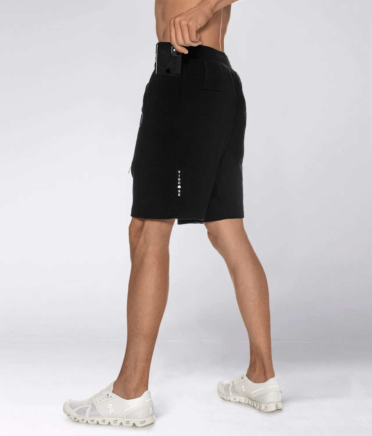 Born Tough Core Fit Zippered Black Running Shorts for Men