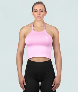 Born Tough Core Pink Sheer Halter Running Top for Women