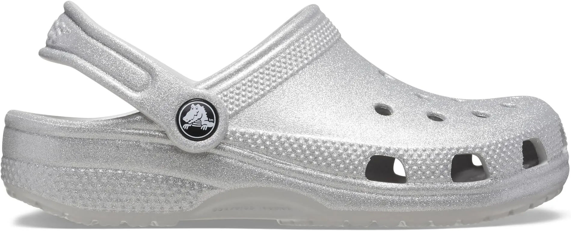 Classic Glitter Clog Crocs, Silver Glitter