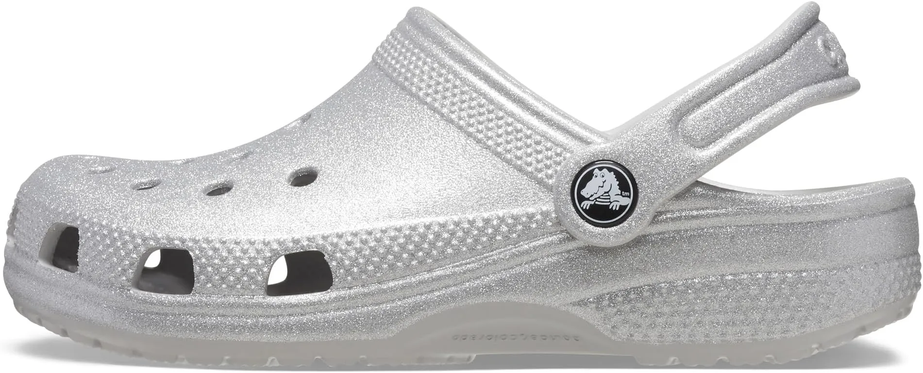 Classic Glitter Clog Crocs, Silver Glitter