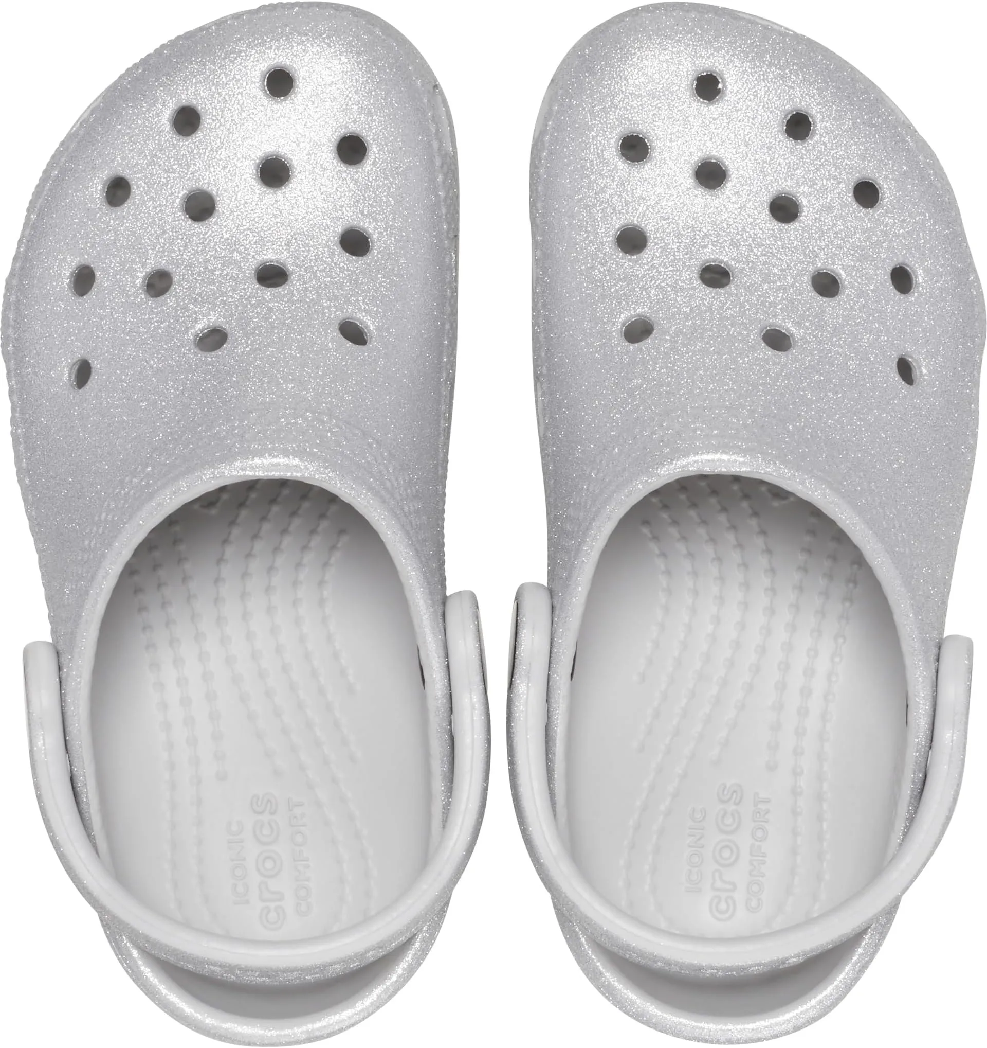 Classic Glitter Clog Crocs, Silver Glitter