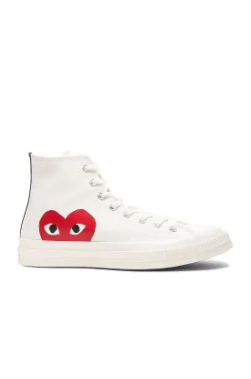 Comme des Garçons Converse Large Emblem High Top Canvas Sneakers, white