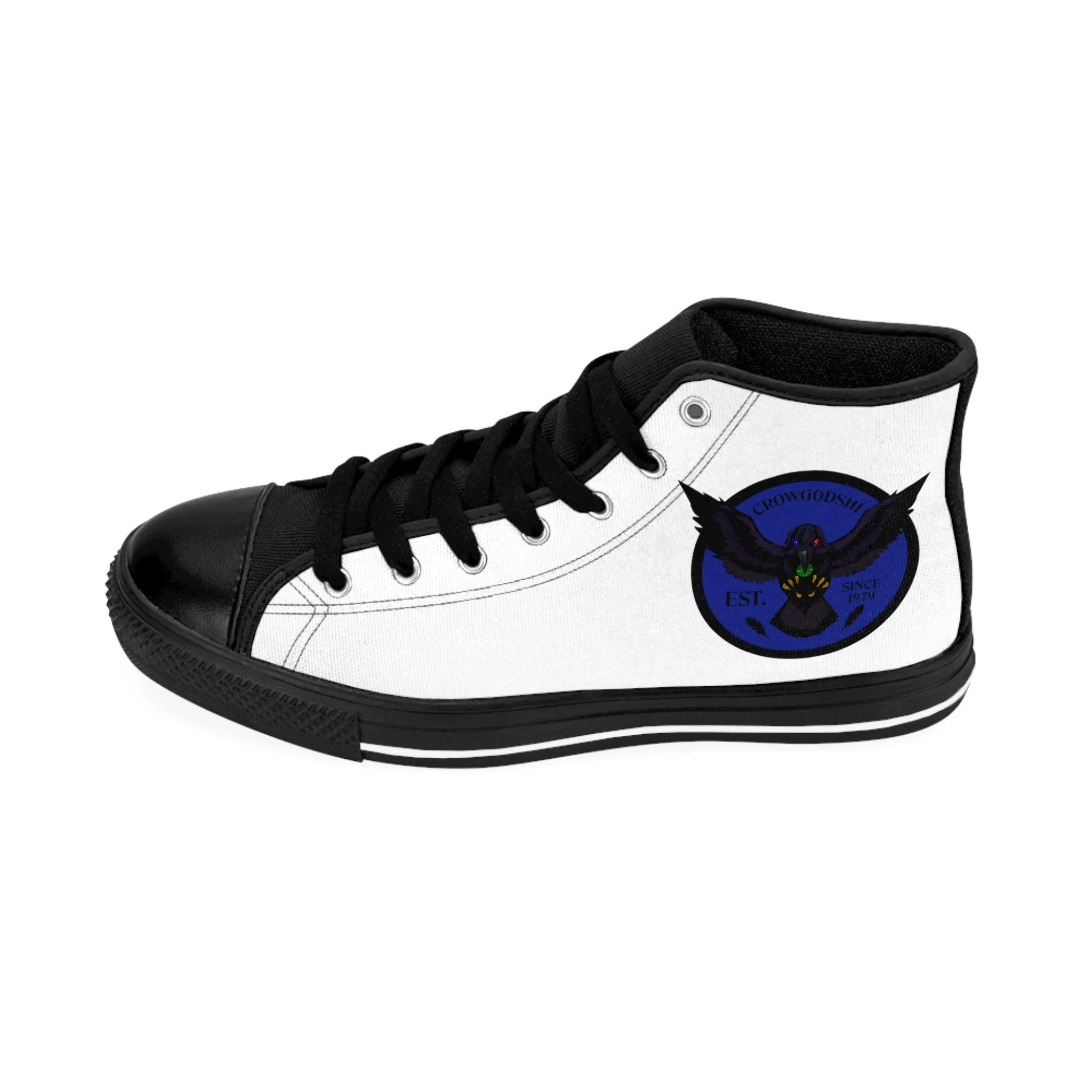 Crowgodshi 2nd Gen. High-Tops, White and White w/ DUKE BLUE LOGO