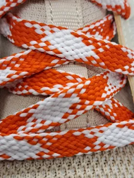 Flat Argyle Shoelaces - Orange and White