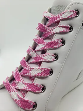 Flat Argyle Shoelaces - Pink and White