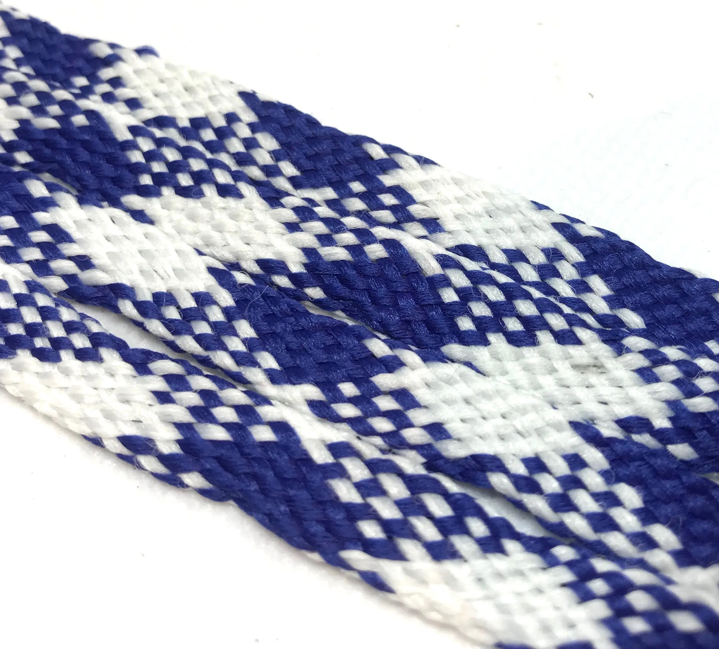 Flat Argyle Shoelaces - Royal Blue and White