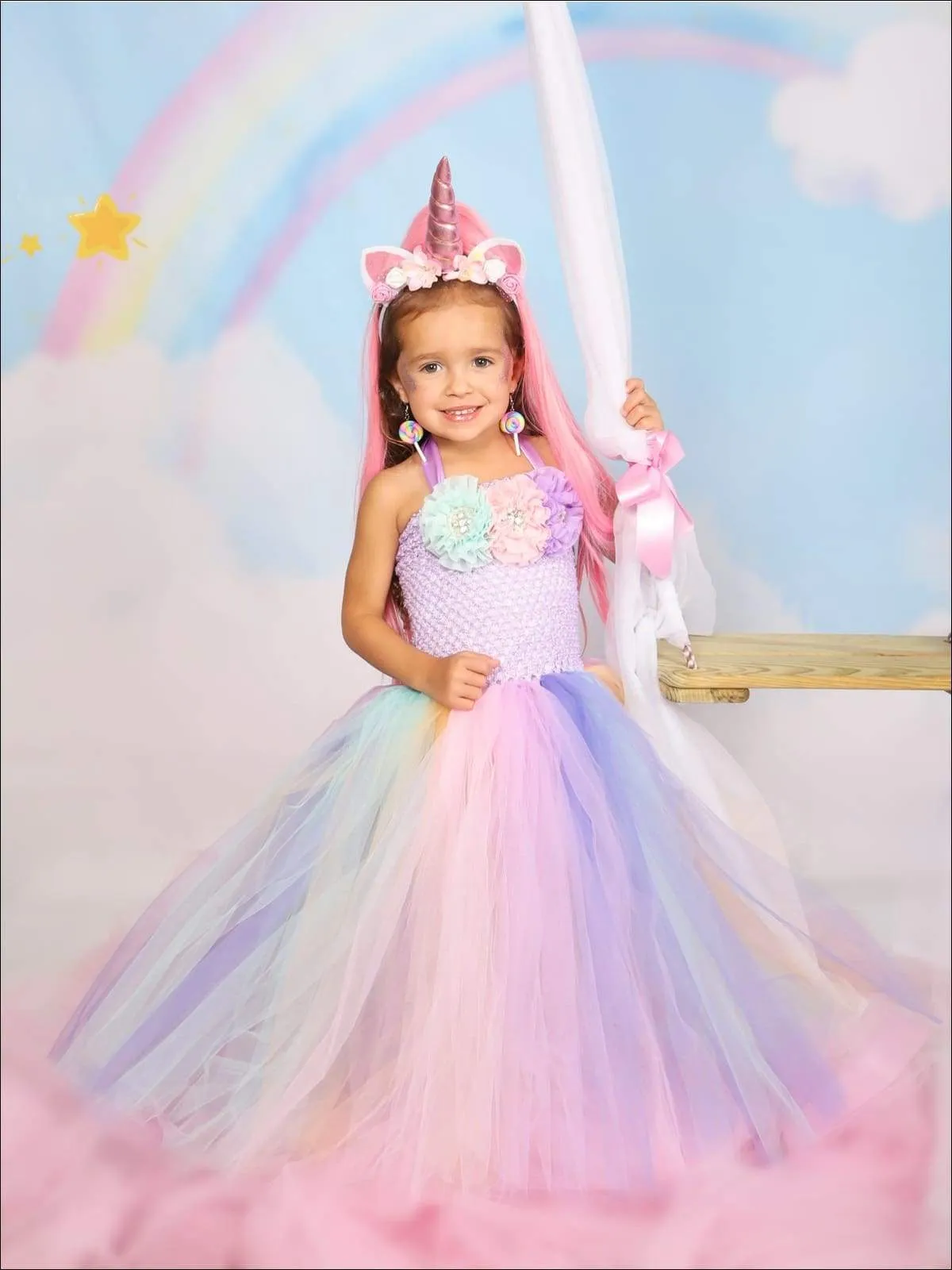 Girls Unicorn Princess Tutu Costume Dress