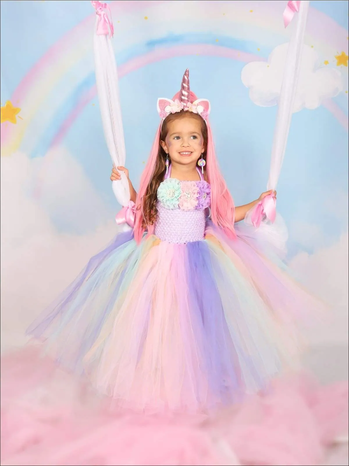 Girls Unicorn Princess Tutu Costume Dress