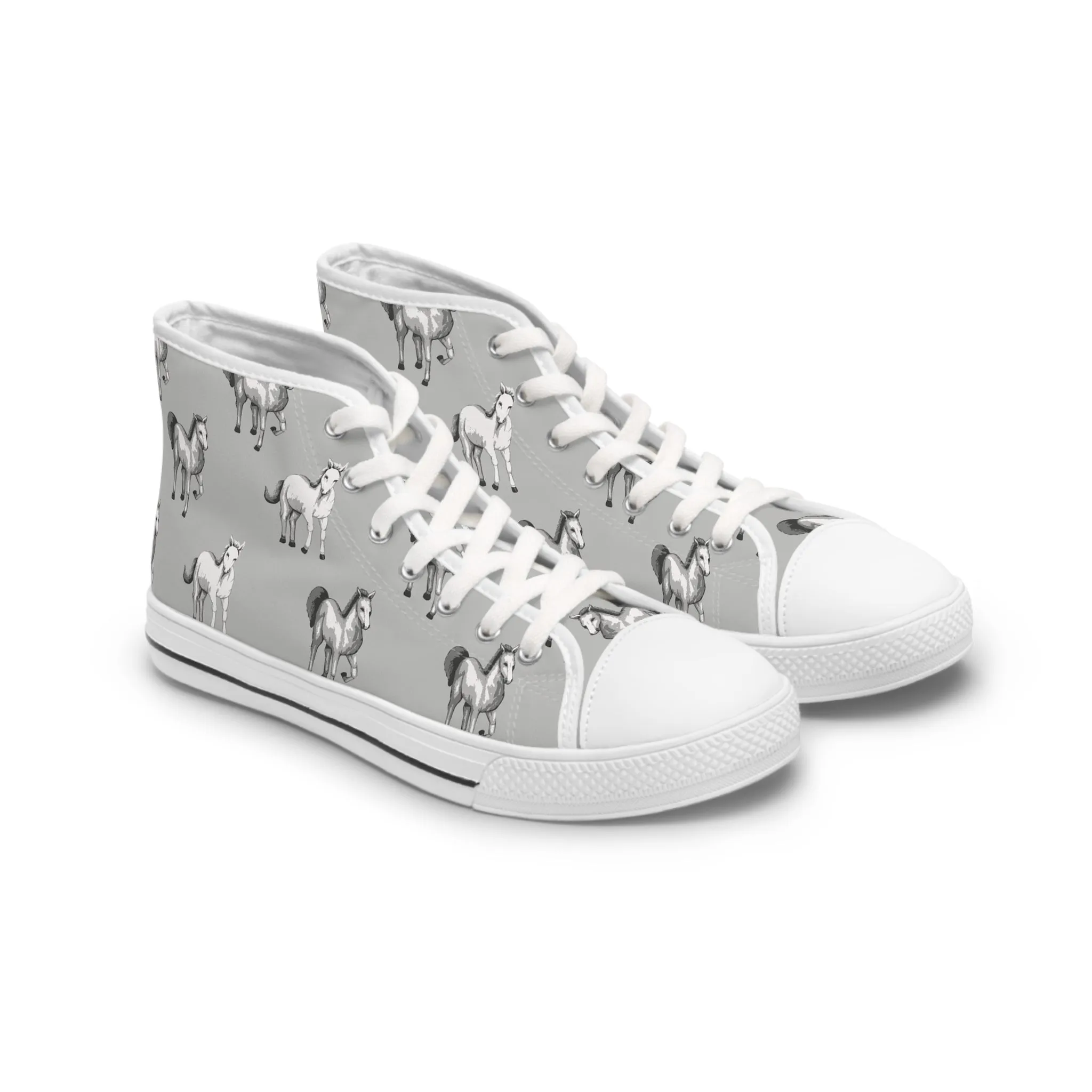 Grey Horses Women's High Top Sneakers