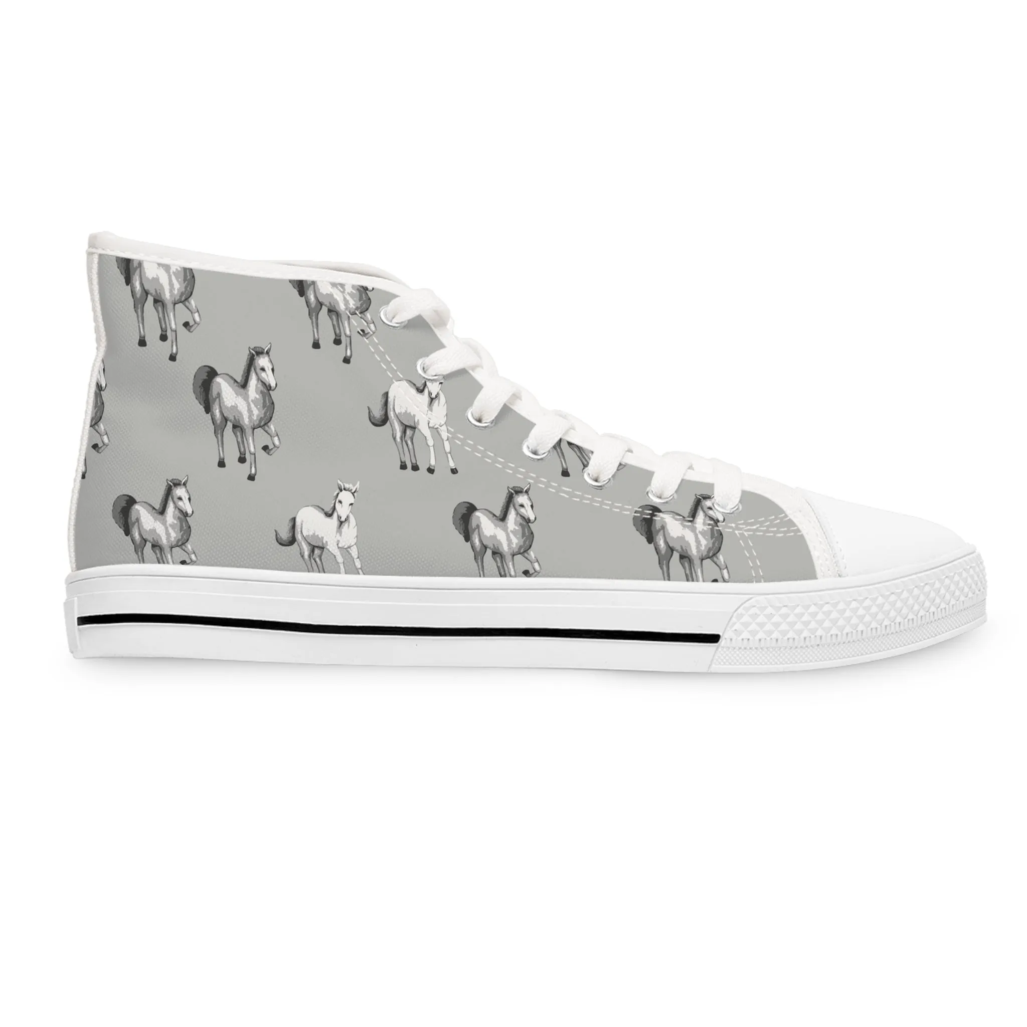 Grey Horses Women's High Top Sneakers