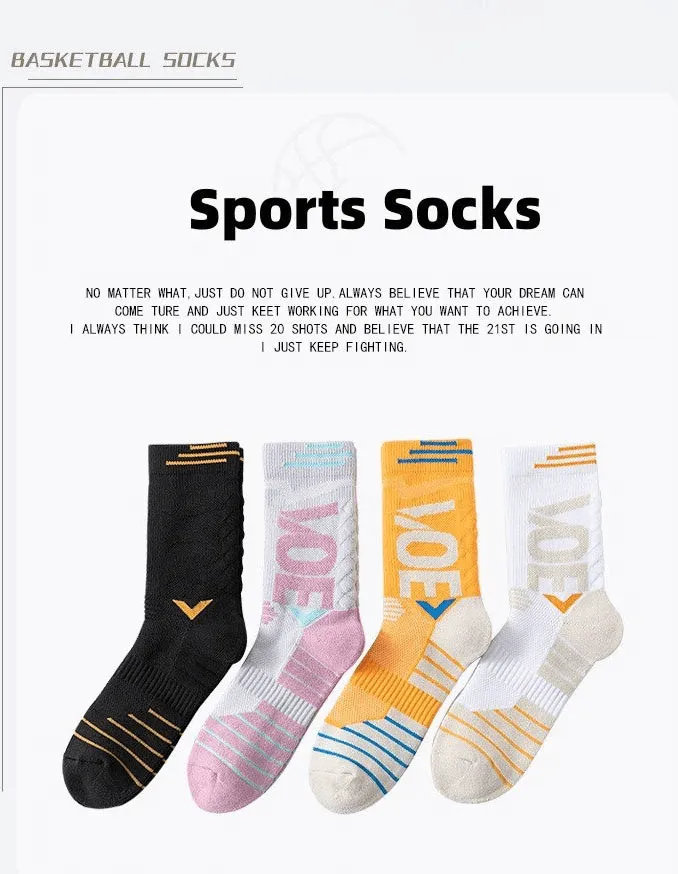 Letter Print Professional Basketball Knee-High Socks - SF0349