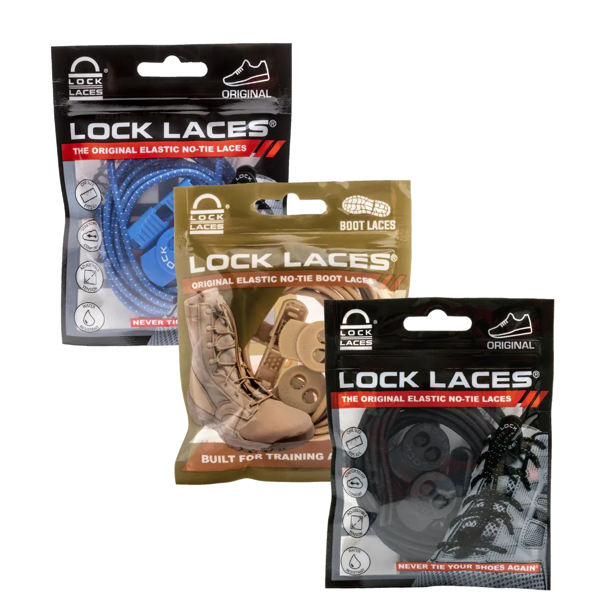 Lock Laces® Pick Your Own 3-Pack No-Tie Shoelaces