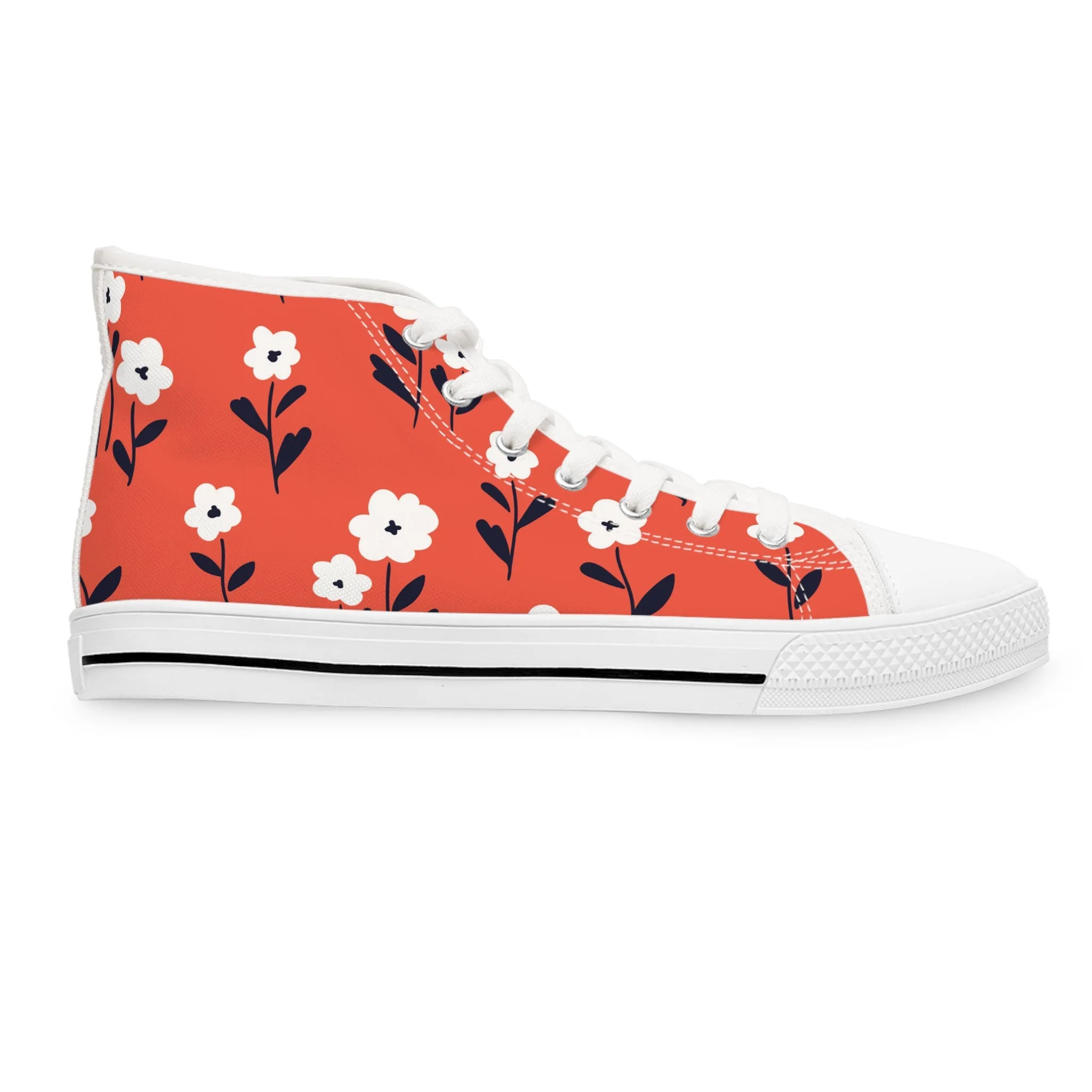 Red Flower Women's High Top Sneakers