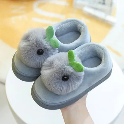 Unisex Cotton Indoor Non-Slip Warm Cute Slippers For Kids