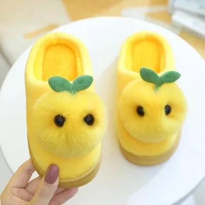 Unisex Cotton Indoor Non-Slip Warm Cute Slippers For Kids