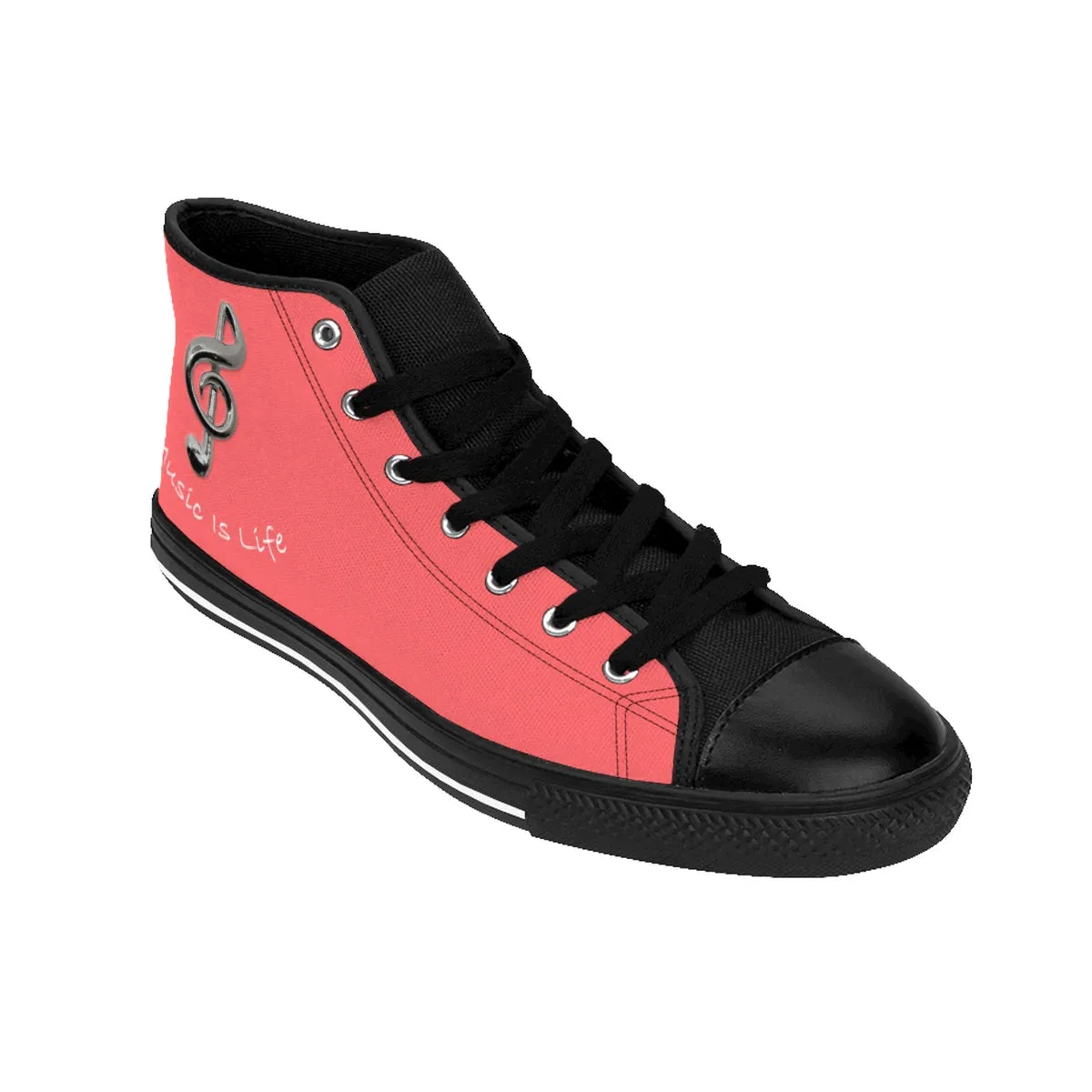 Women's  Music Is Life (Coral) High-top Sneakers